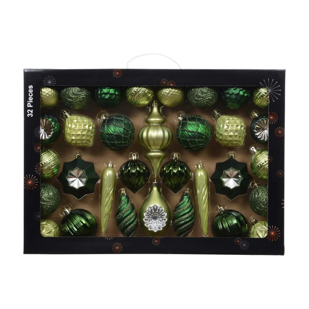 Kit di addobbi natalizi per albero (32 pezzi) Armonia Verde abete e pistacchio