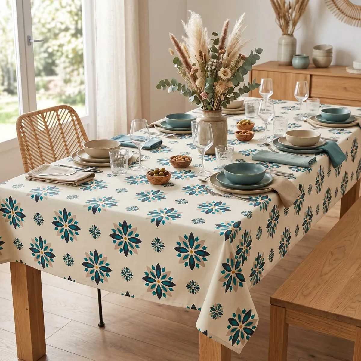 Nappe rectangulaire coton enduit (150 x 250 cm) Porto Multicolore