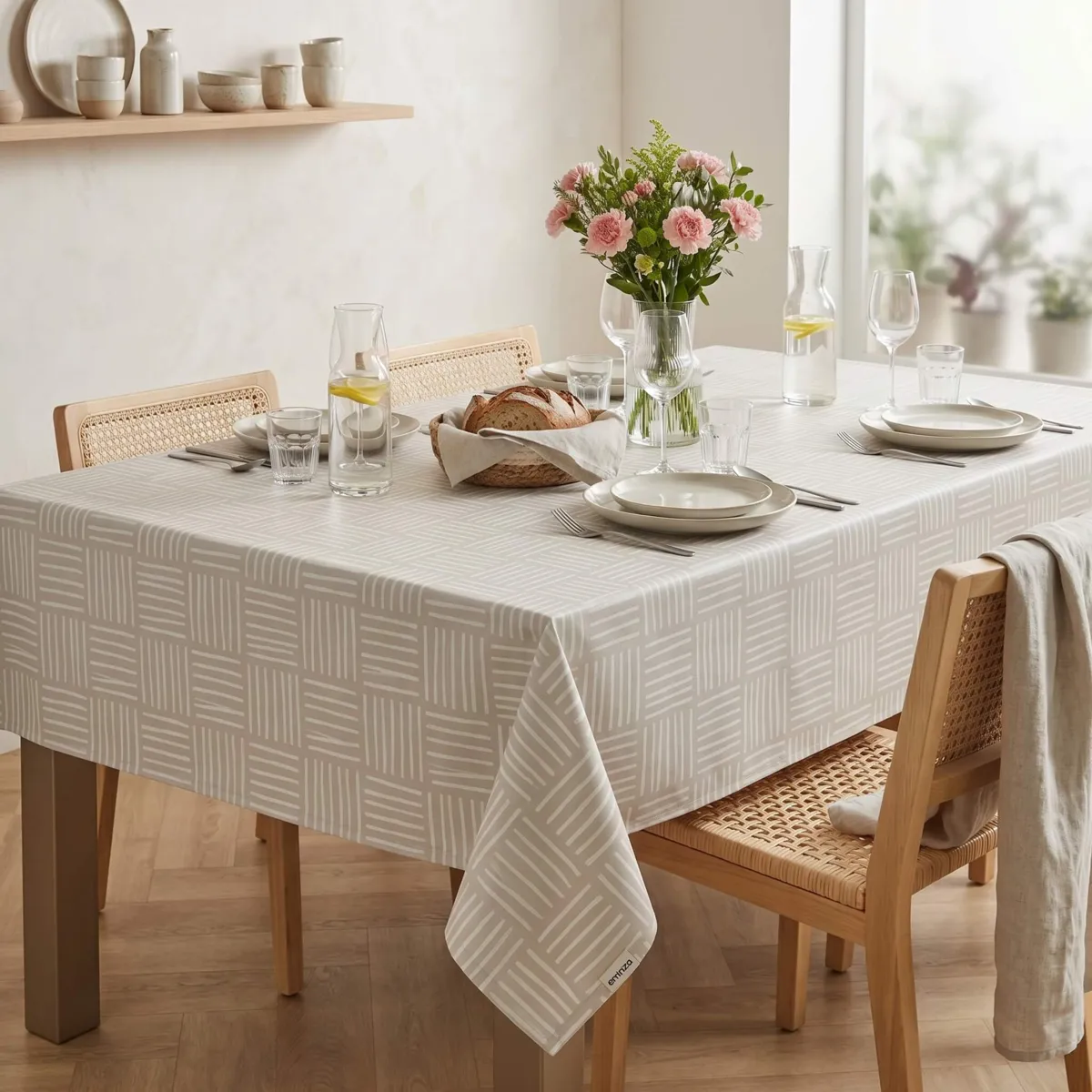 Nappe rectangulaire coton enduit (150 x 250 cm) Paolo Beige