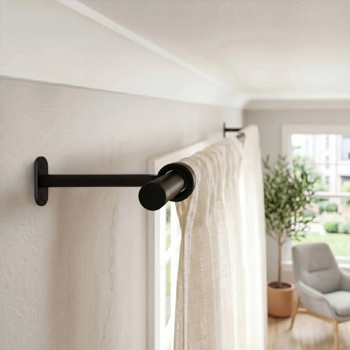 Lote de 2 soportes simples  (L150 / D20 mm) Negro Mate