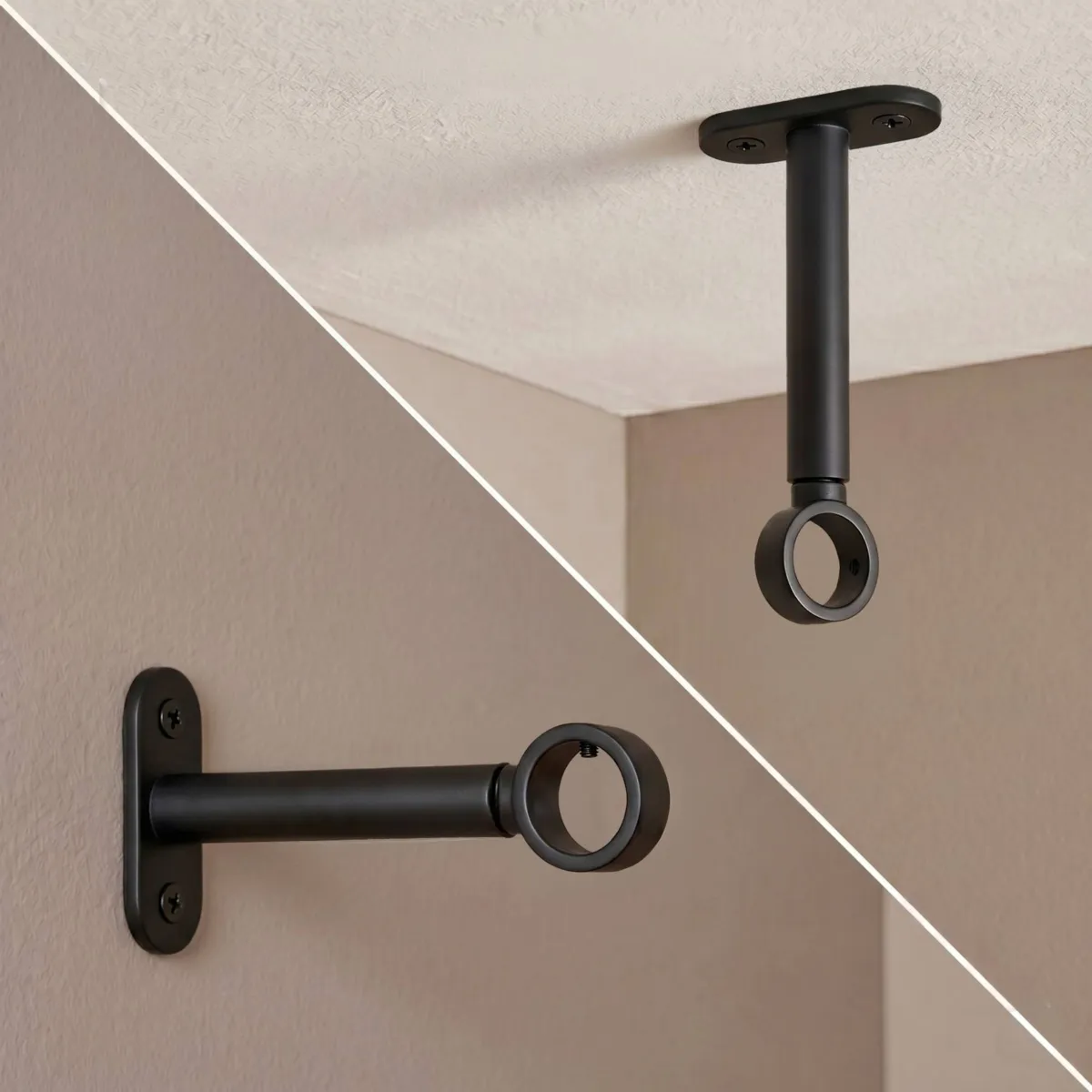 Set di 2 supporti per bastoni regolabili (L90 - L150 / Ø20 mm) Jim Nero opaco