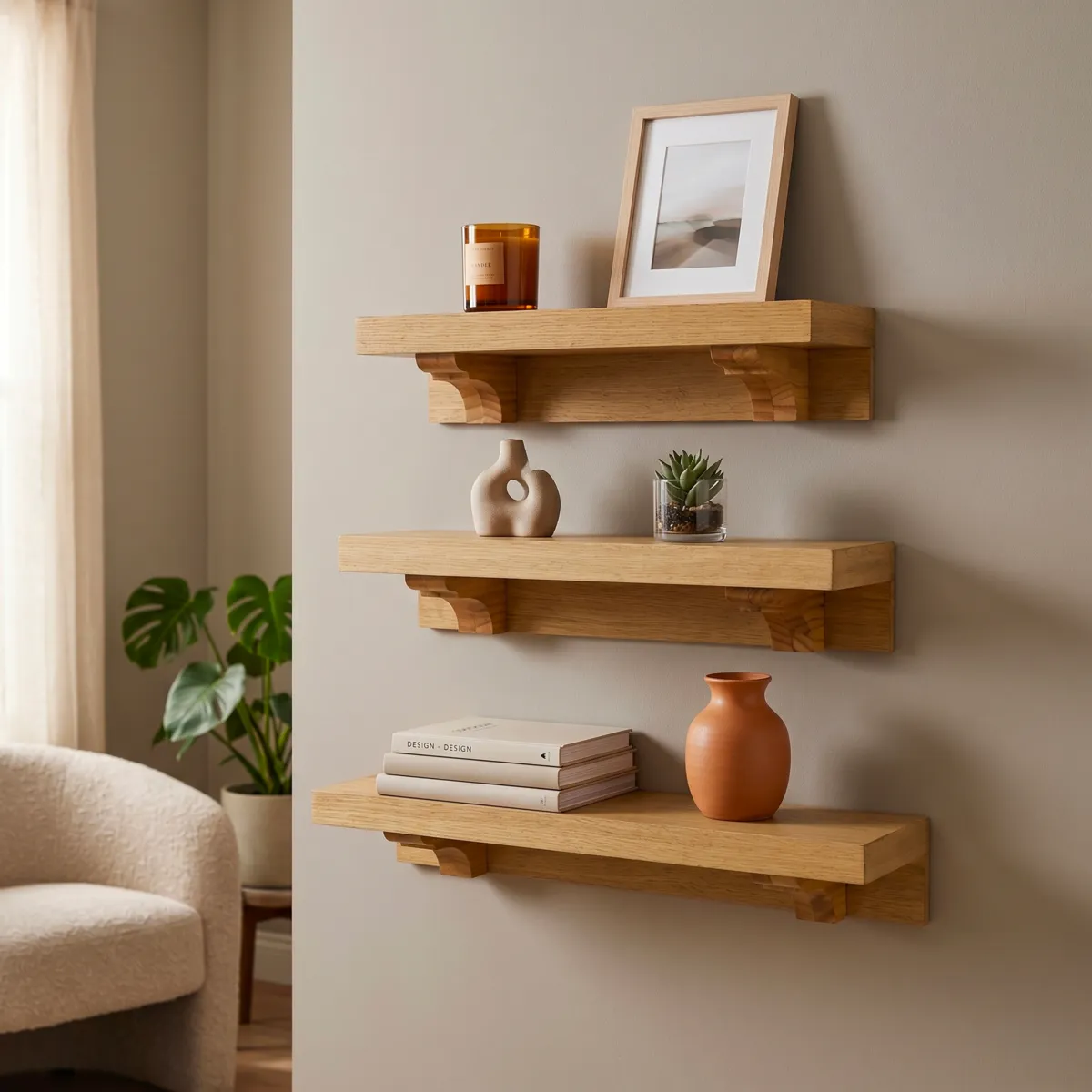 Set di 3 mensole in legno (L60-50-40 cm) Jaipur Legno scuro