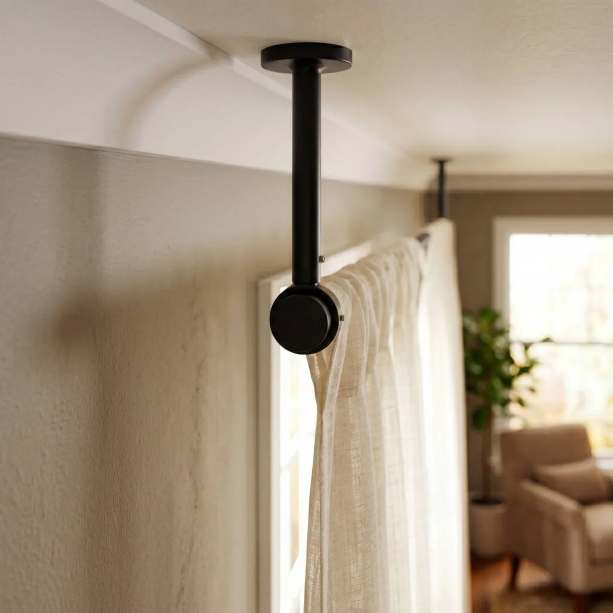 Support tringle extensible (L115 - L155 / D28) Lino Noir mat