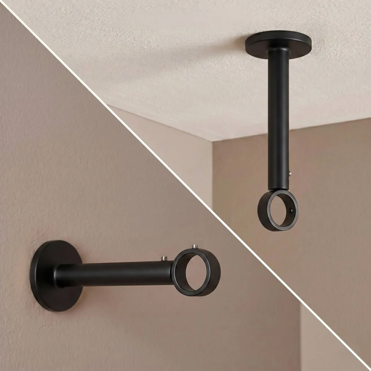 Support tringle extensible (L115 - L155 / D28) Lino Noir mat