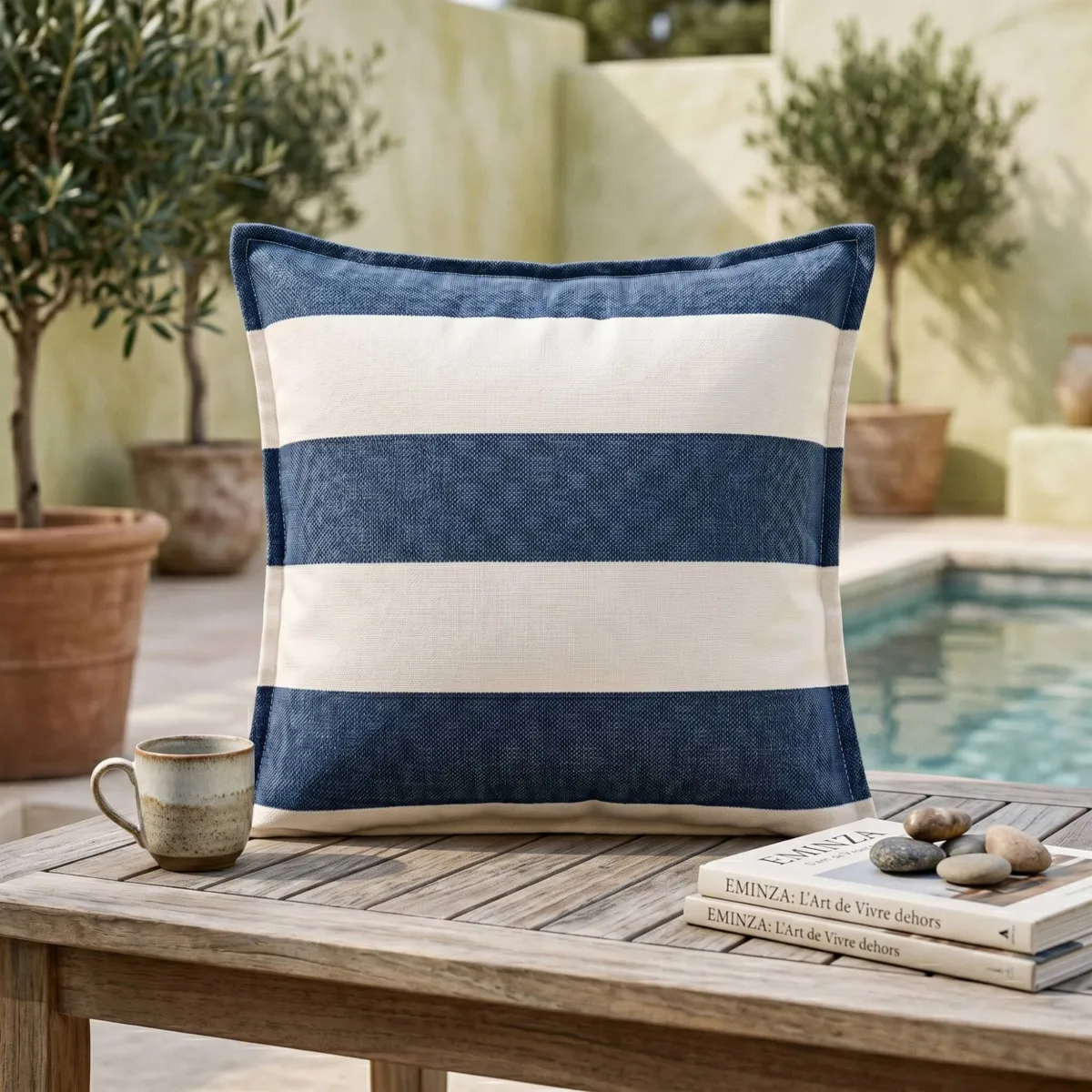 Copricuscino da esterno quadrato idrorepellente (45 x 45 cm) Noa Blu mezzanotte