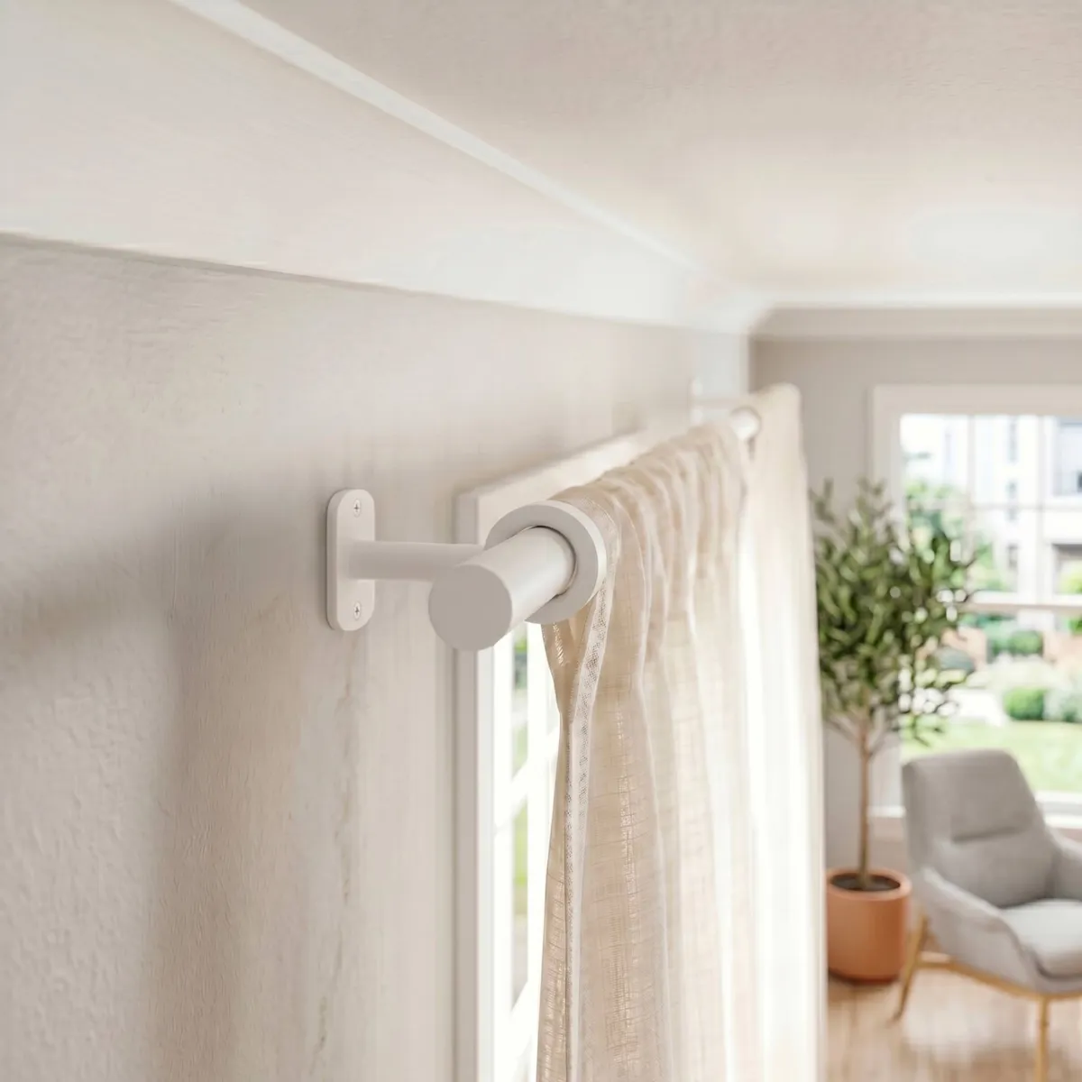 Set di 2 supporti regolabili (L55/L65 cm - Ø20 mm) Bianco opaco