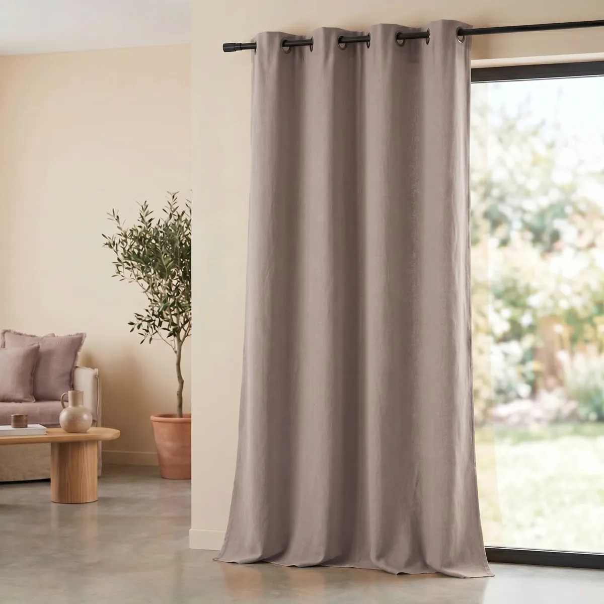 Tenda in cotone tessuto (140 x 260 cm) Monaco Beige