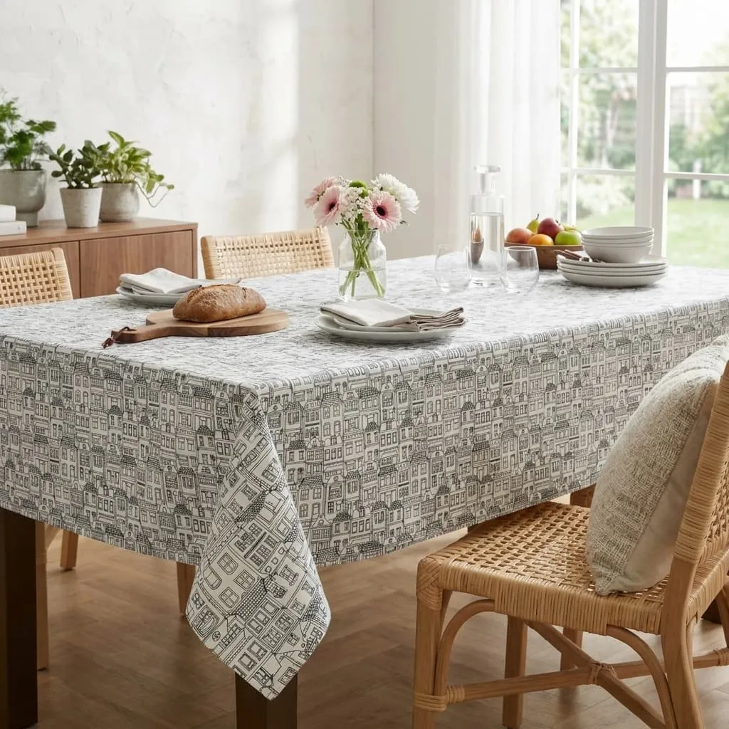 Nappe rectangulaire coton enduit (150 x 350 cm) Home Grise