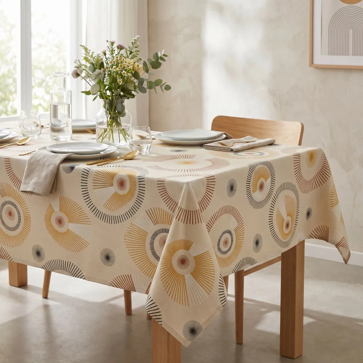 Nappe rectangulaire coton enduit (150 x 250 cm) Manhattan Beige