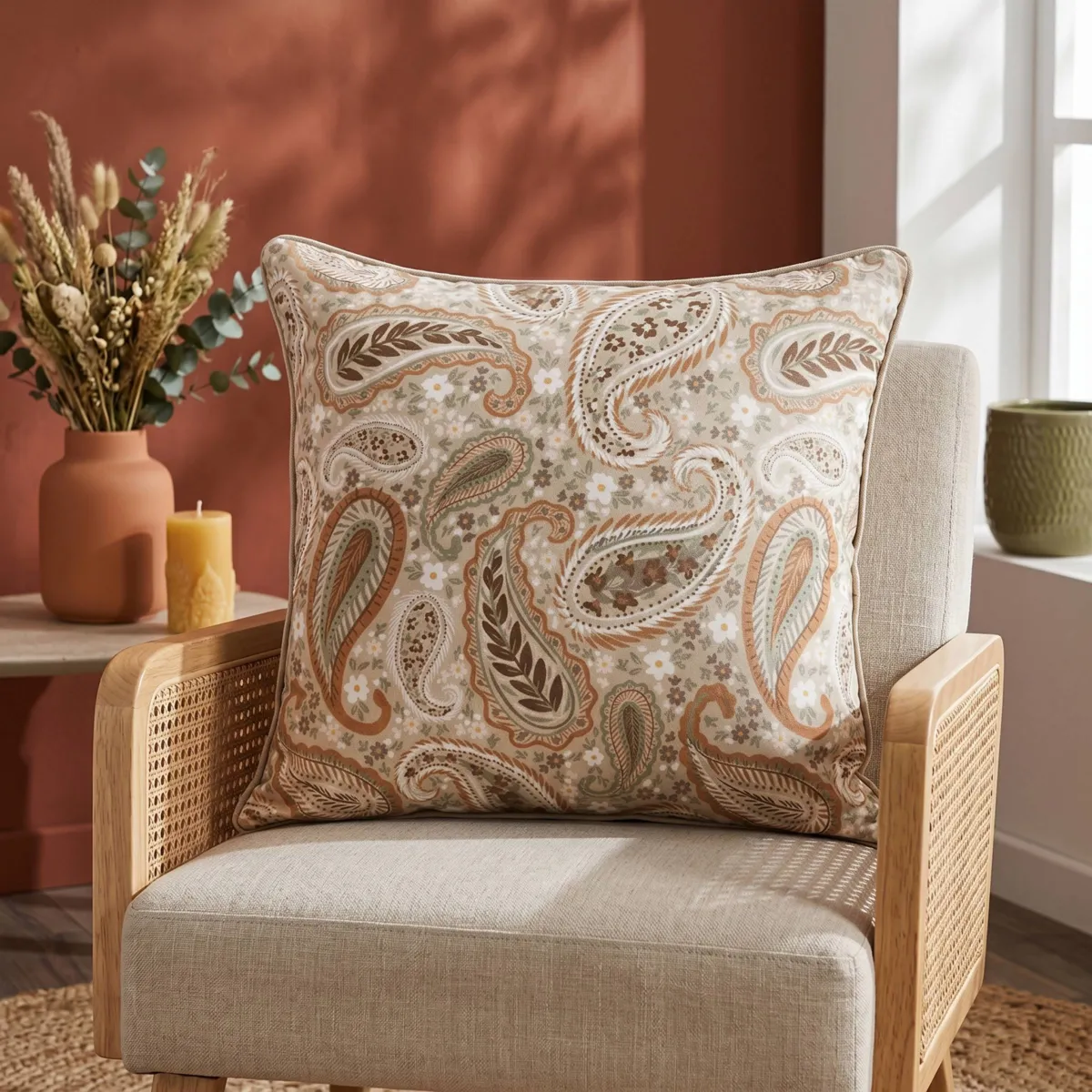 Cuscino quadrato in velluto (50 x 50 cm) Dolores Beige