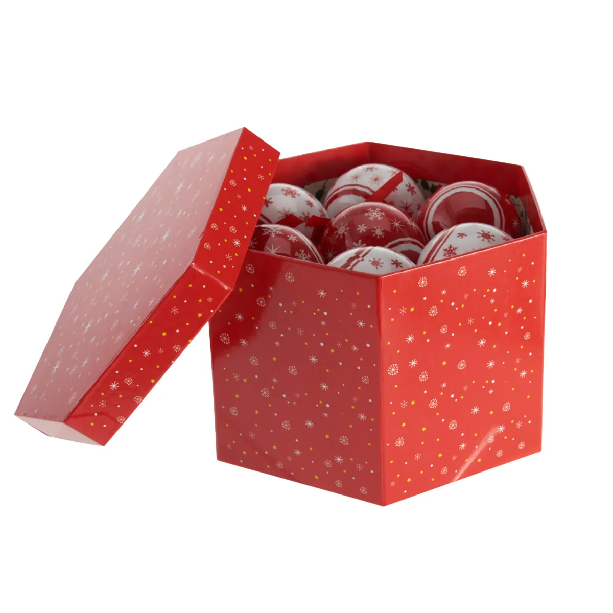 Set di 14 palline di natale (D75 mm) Fiore della neve Rosso