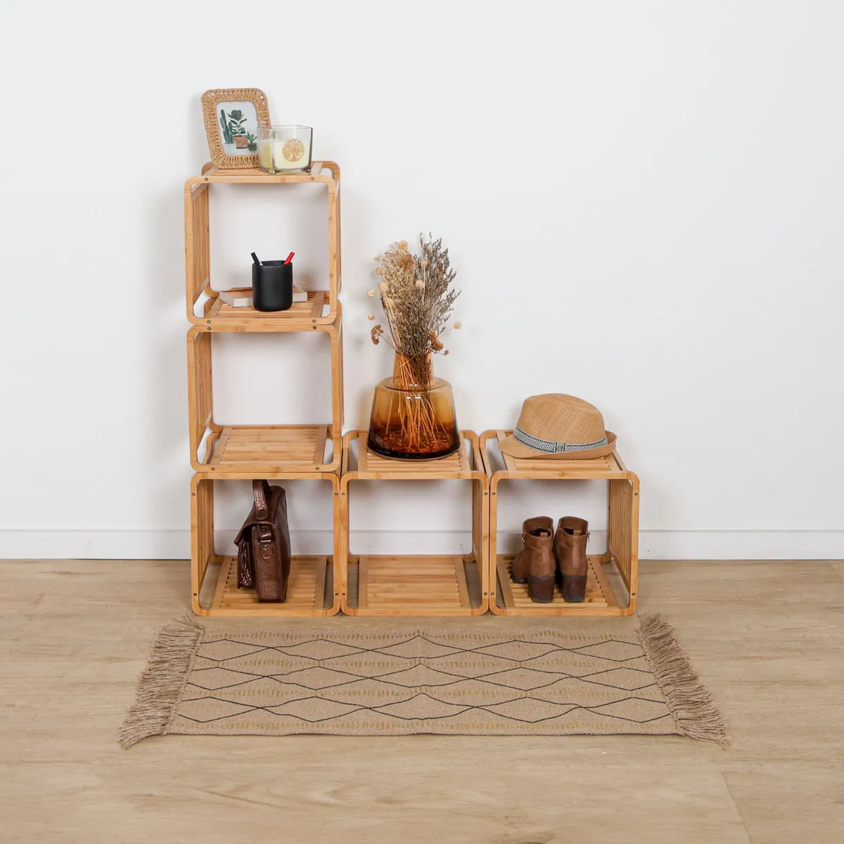 Mobile portaoggetti impilabile (33 x H33 cm) Smart Kube Naturale
