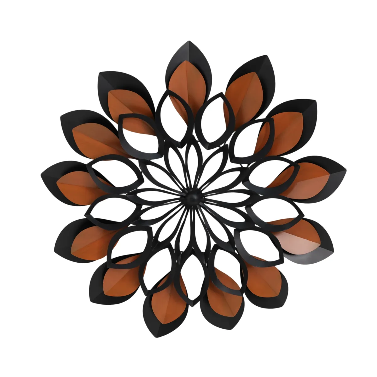 Decoración de pared en metal (D91 cm) Flor Negro y marrón