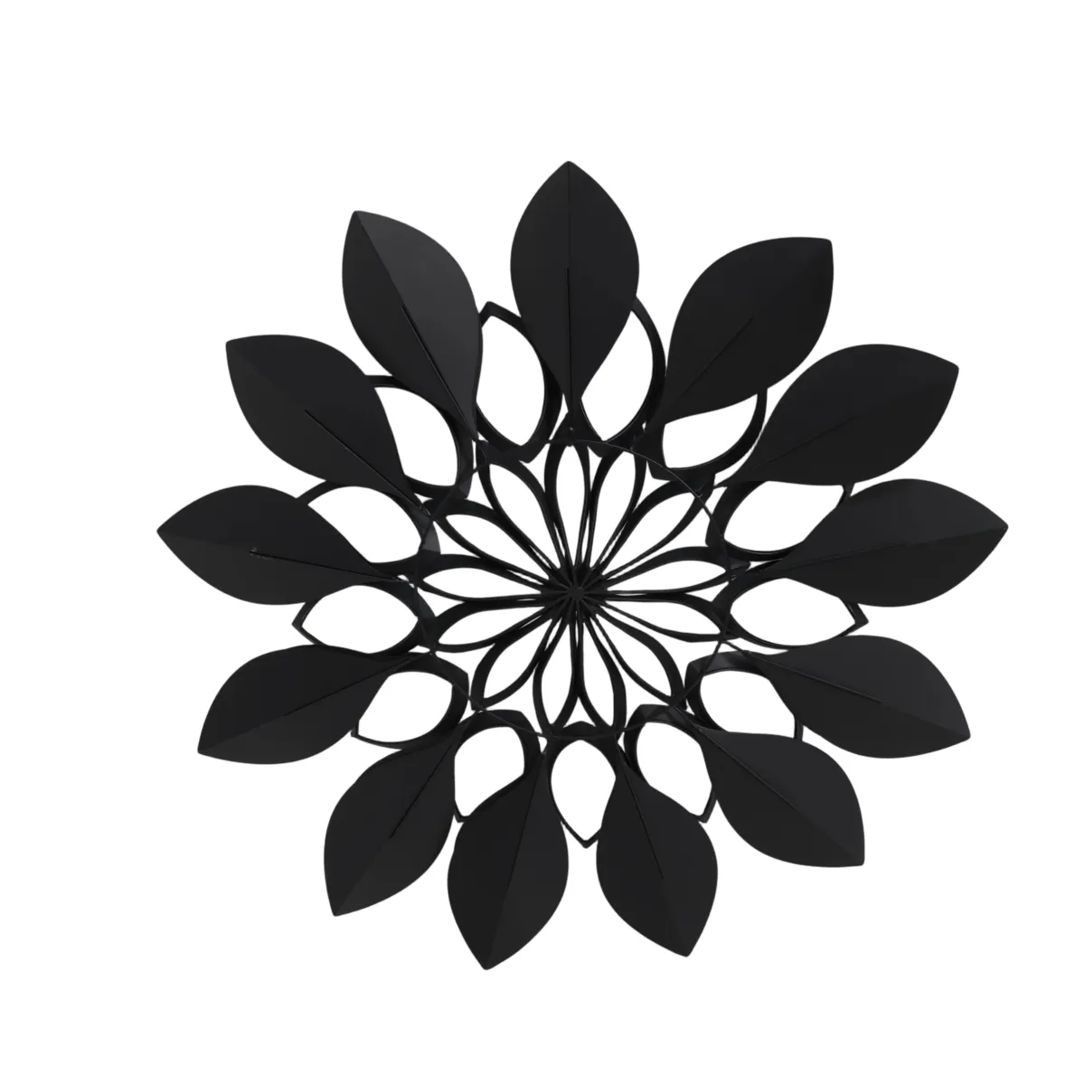 Decorazione murale in metallo (D91 cm) Fiore Nero e marrone