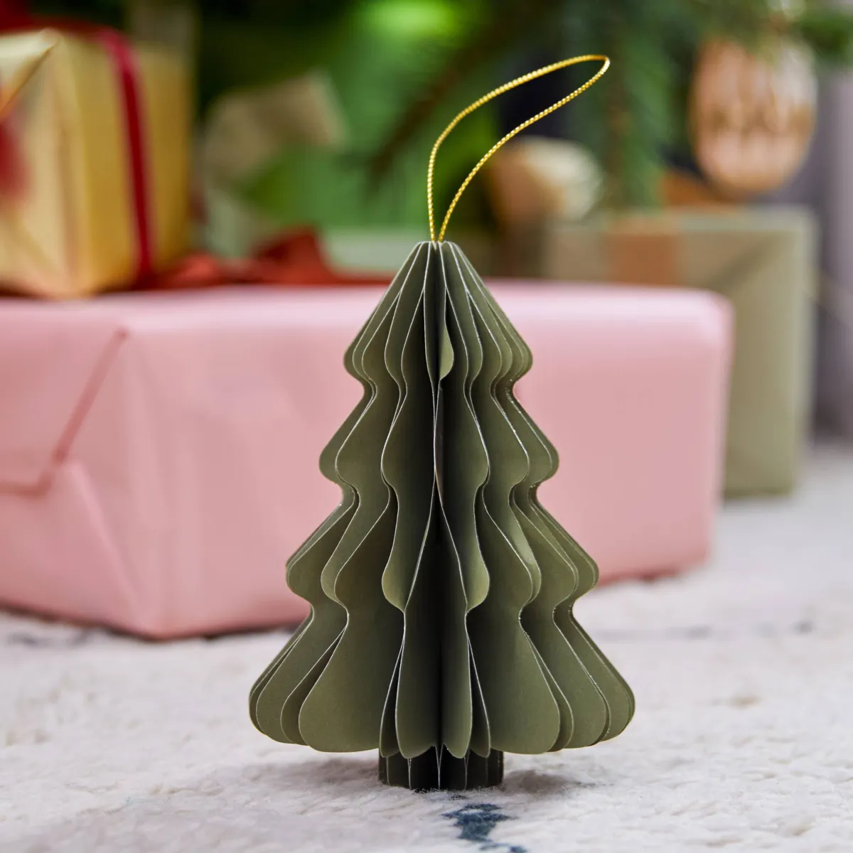 Albero di Natale di carta da appendere (H15 cm) Chiusura Magnetica Verde
