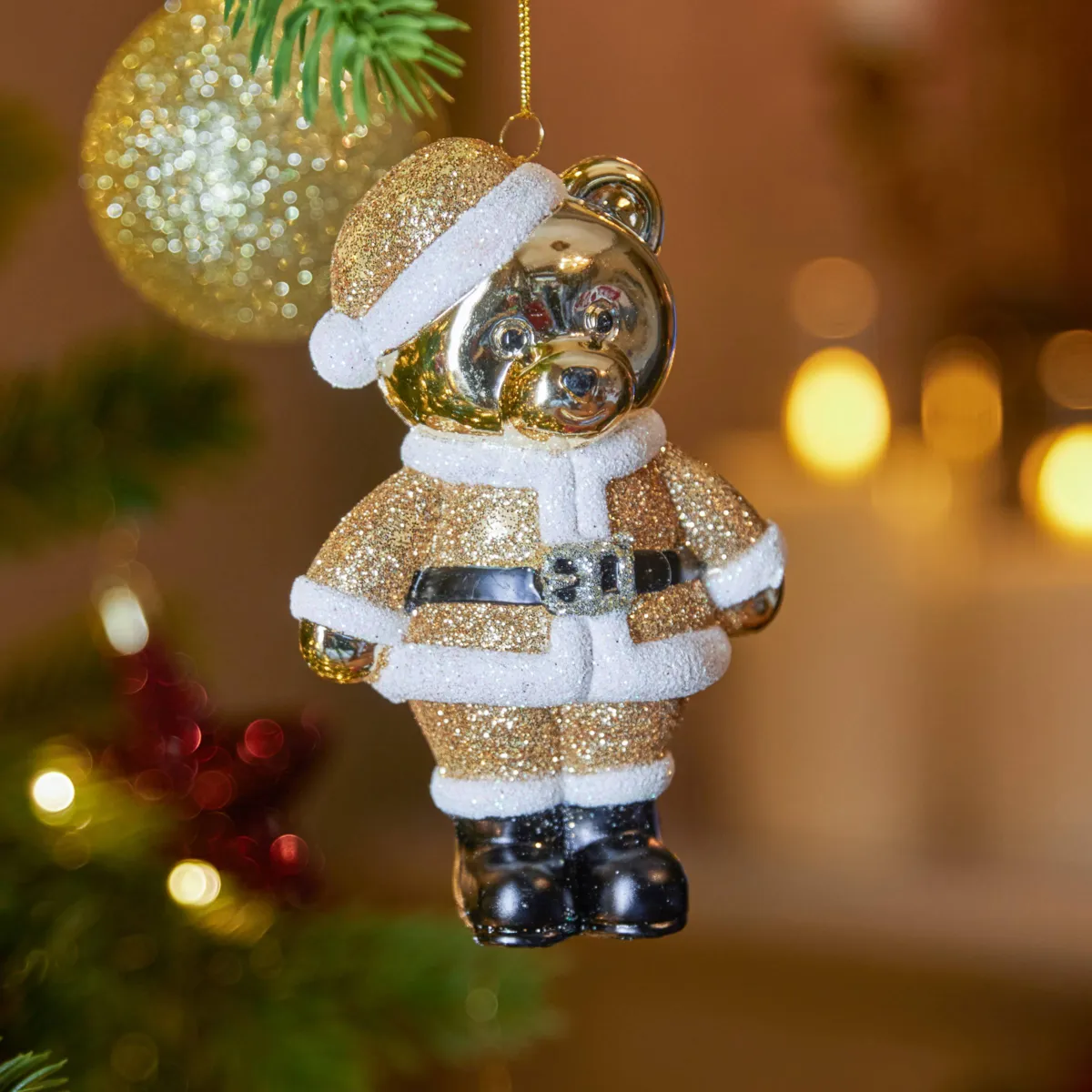 Addobbi natalizi sospeso (H11 cm) Teddy Gold Dorato