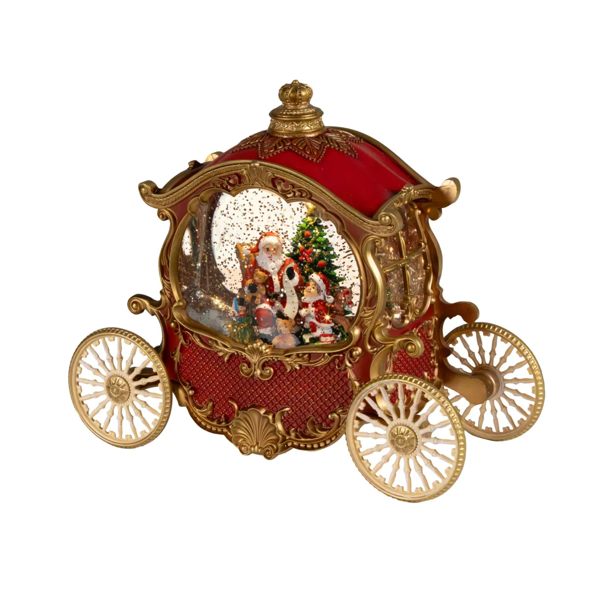 Carrozza luminosa, animata e musicale a pile (H21 cm) Magia Bianco caldo