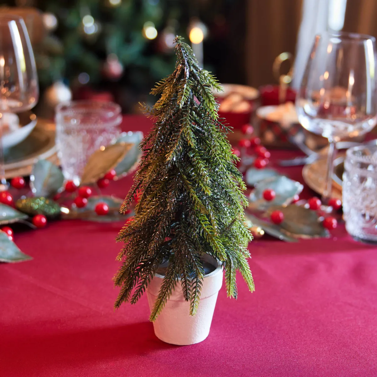 Albero di Natale da tavolo artificiale in vaso (H26 cm) Bélesta Verde glitterato