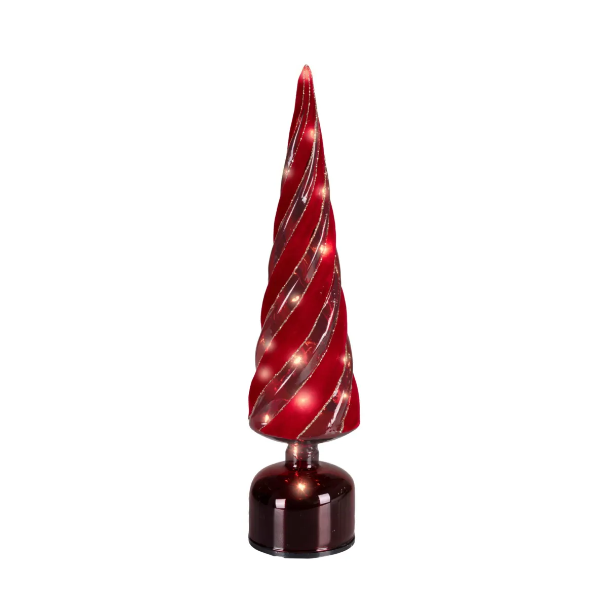 Albero luminoso rotante in vetro (H40,5 cm) Effetto flash Rosso