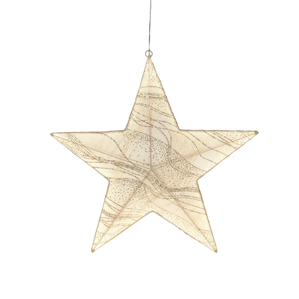 Sospensione luminosa in tessuto 248 LED (D58 cm) Stella Bianco caldo