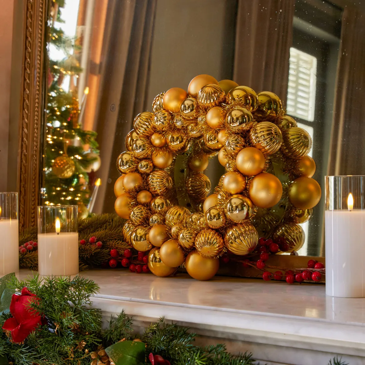ghirlanda natalizia (D38 cm) Joyeuses Boules Oro chiaro