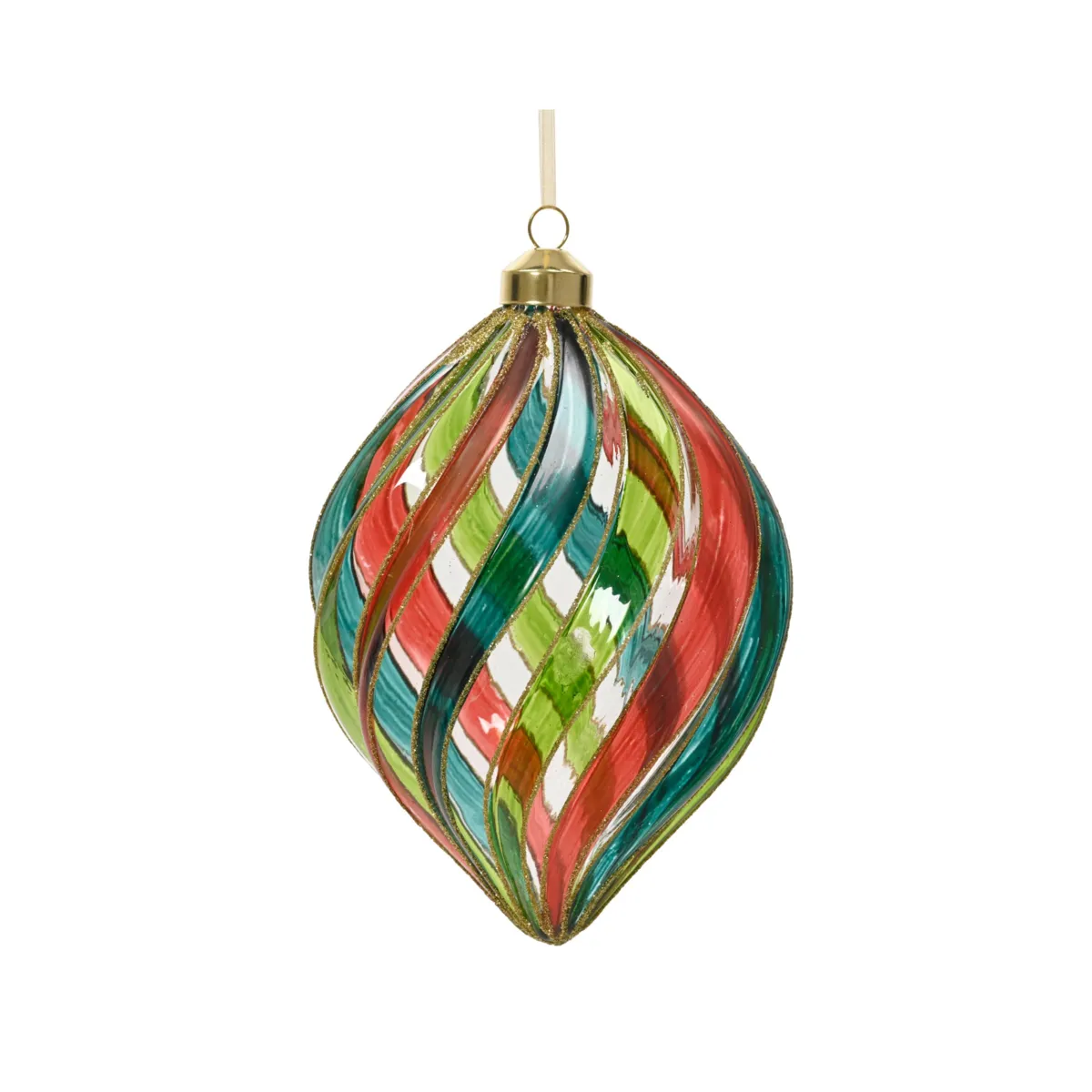 Goccia di Natale in vetro (H17 cm) Voluta Multicolore
