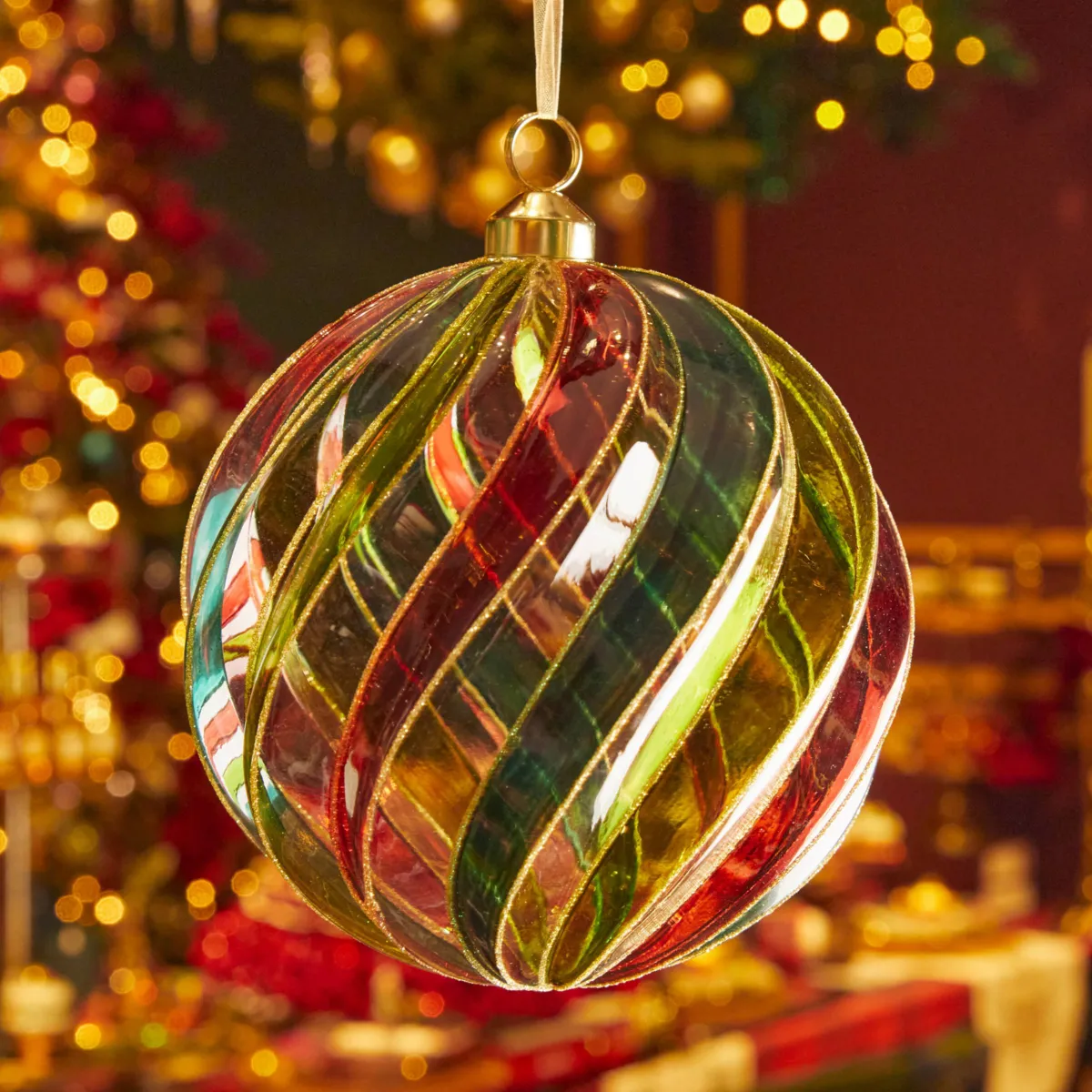 Pallina di natale in vetro (D150 mm) Volute Multicolore