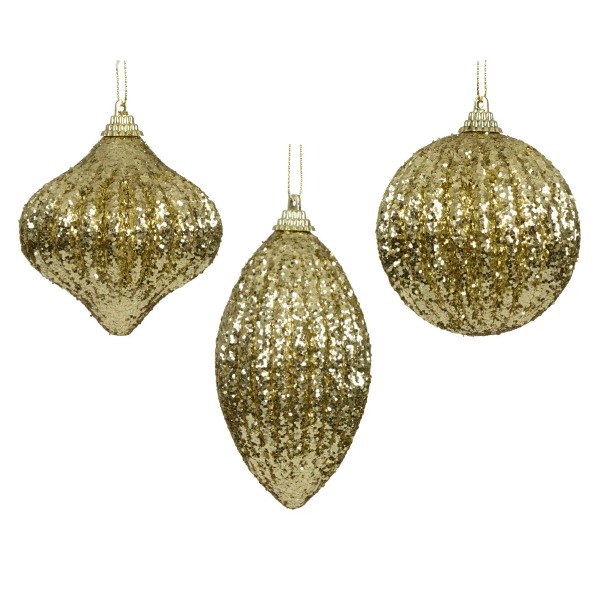 Set di 12 palline di natale (D80 mm) Effetto glitterato Oro chiaro