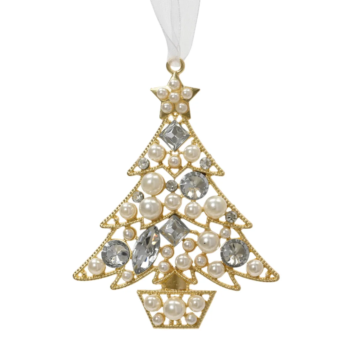 Addobbi natalizi (H9 cm) Prezioso albero oro e argento