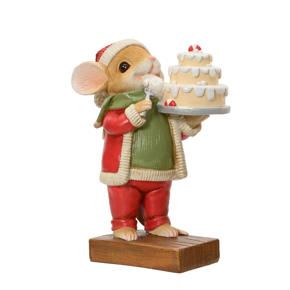 Figura topo di Natale (H18 cm) Firmin pasticcere Rosso e verde