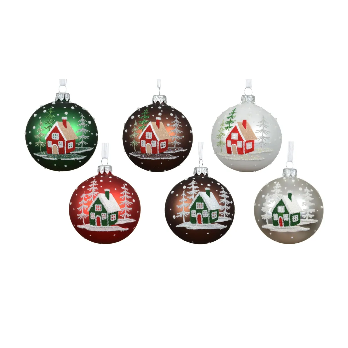 Set di 6 palline di natale in vetro (D80 mm) Natale d'altri tempi Multicolore