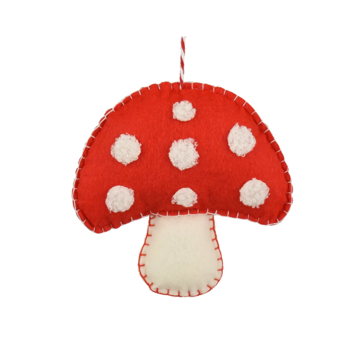 Sospensione di Natale (H13 cm) Fungo in cotone Rosso e bianco