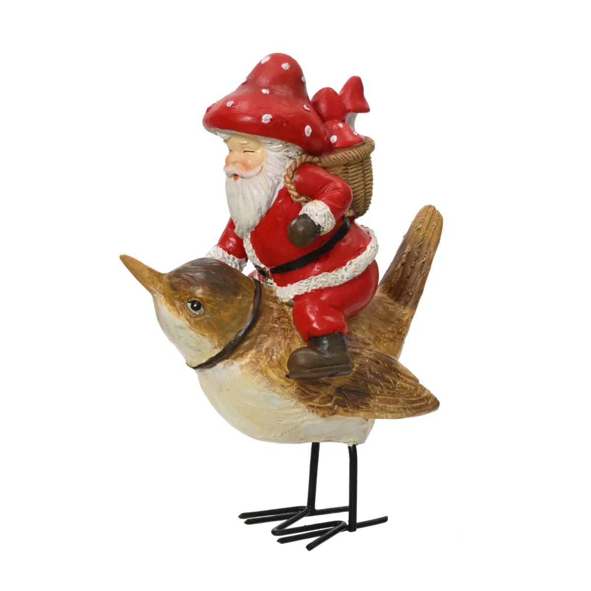Babbo Natale decorativo (H11 cm) Scoiattolo Nocciola Rosso