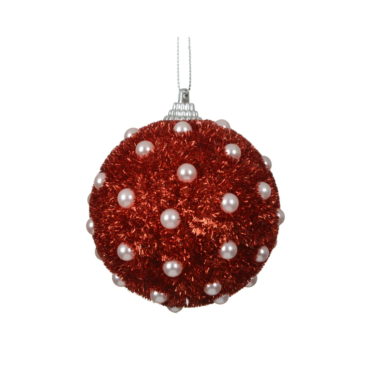 Set di 12 palline di natale (D80 mm) Perline iridescenti Rosso