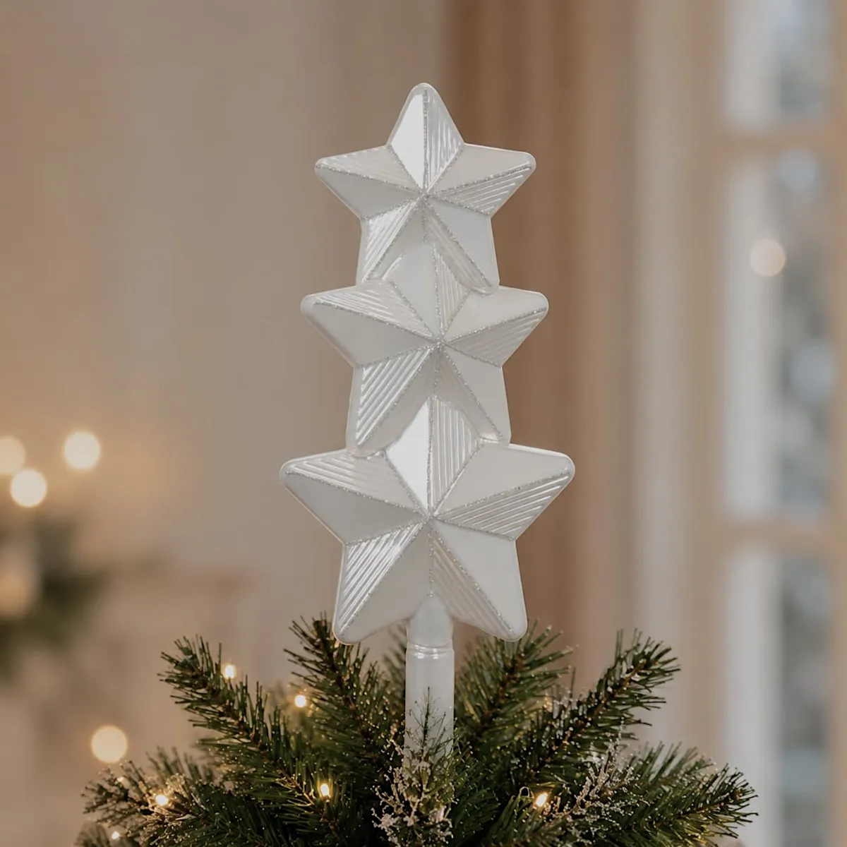 Cimiero per albero in vetro Stelle Boreali Bianco