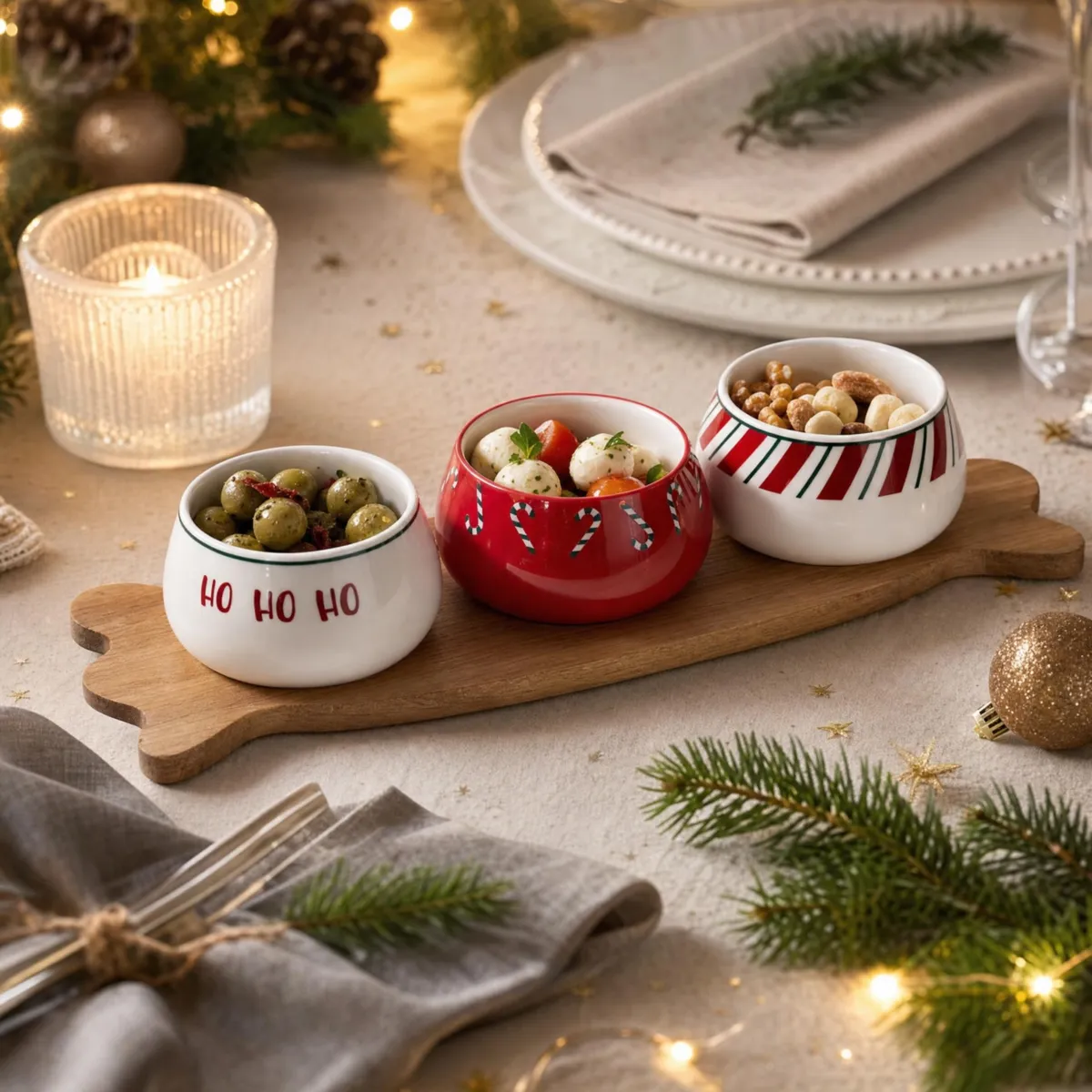 Set per tapas 3 ciotole (38 x 12 cm) Il Condividere del Natale