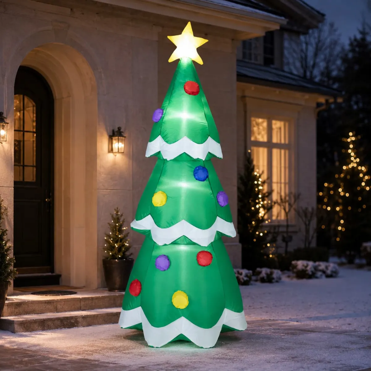Albero di Natale gonfiabile e luminoso (H190 cm) Happy Bianco freddo