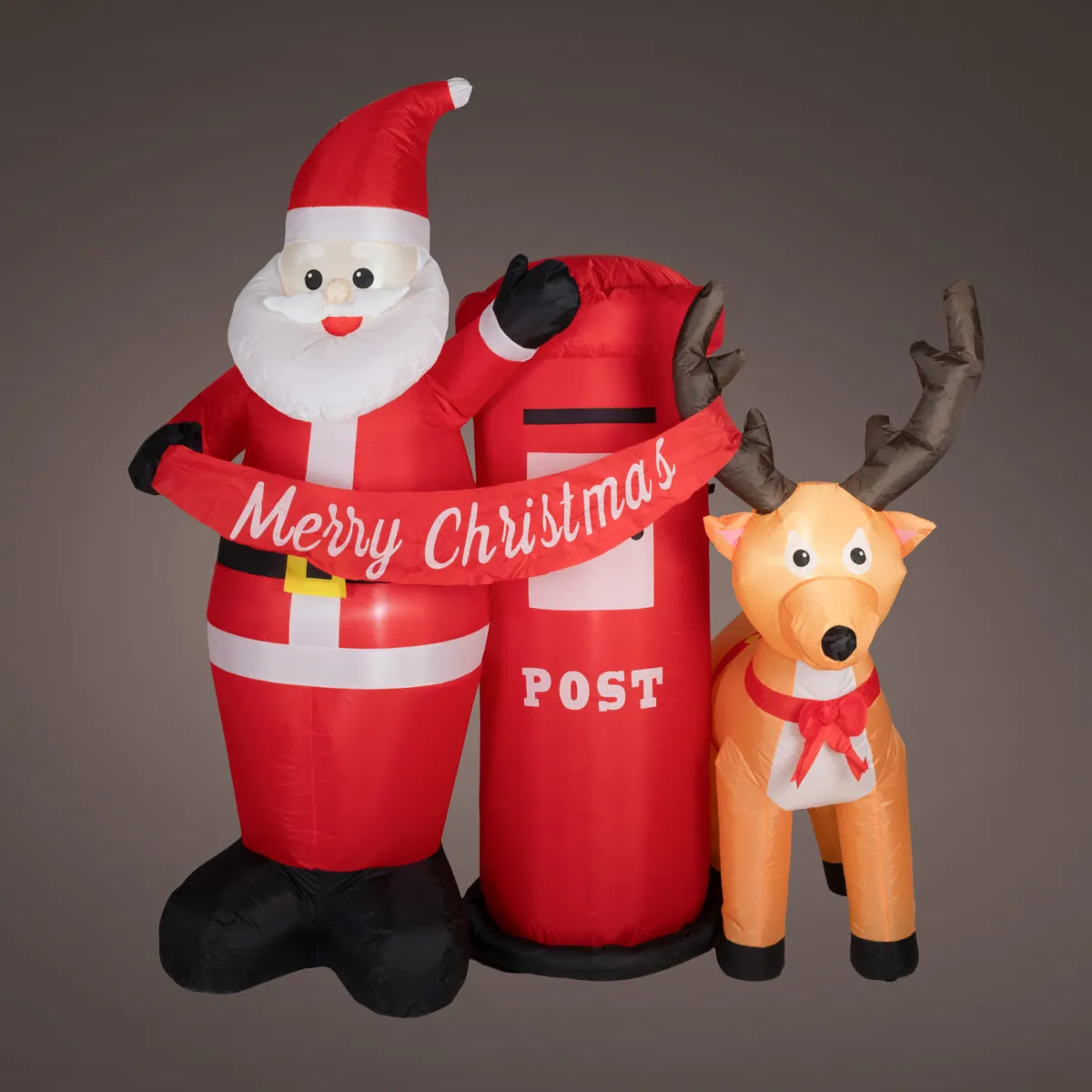 Babbo Natale gonfiabile e luminoso (H180 cm) e la sua Renna Bianca a luce fredda