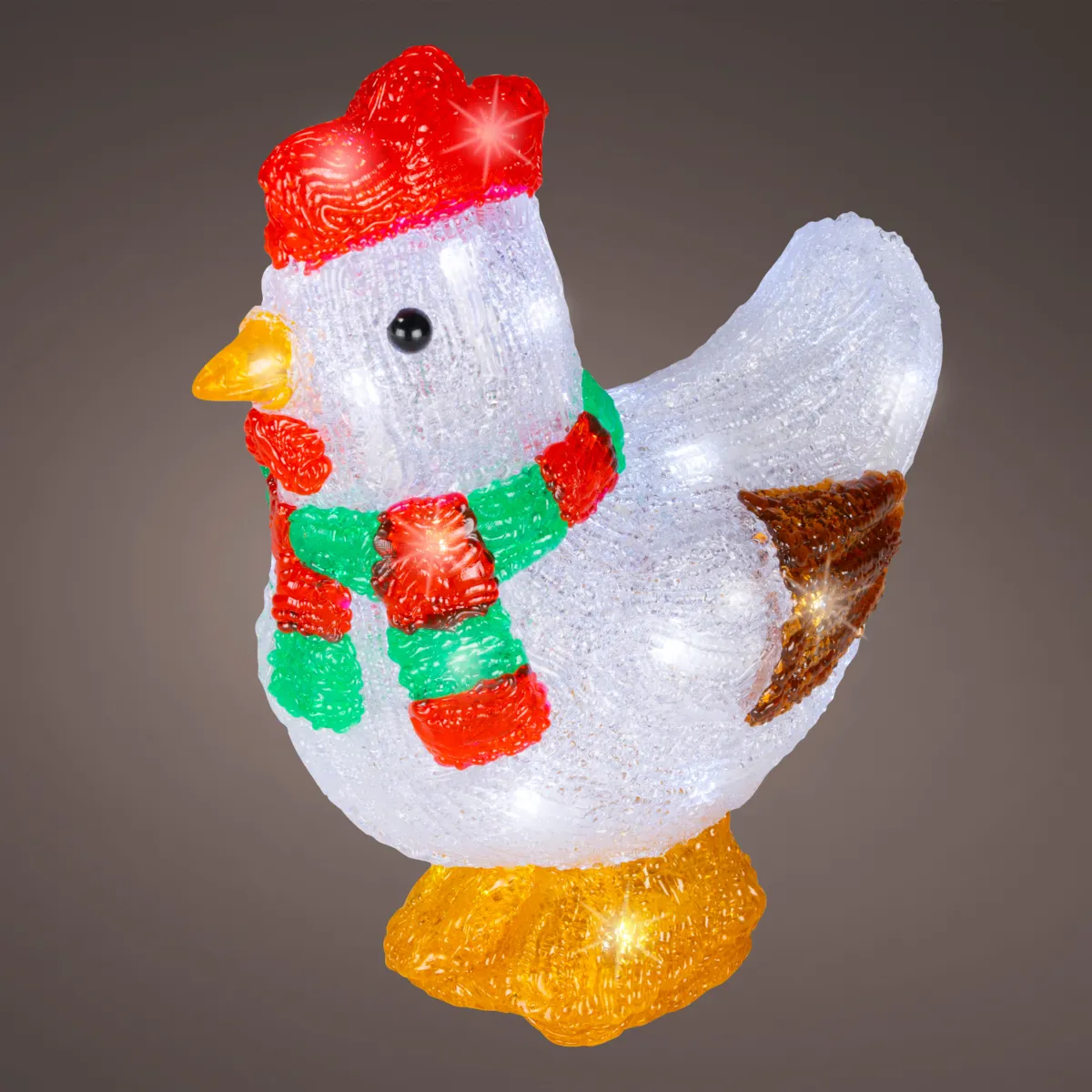 Gallina luminosa a pile 30 LED (H23 cm) Colette Bianco freddo