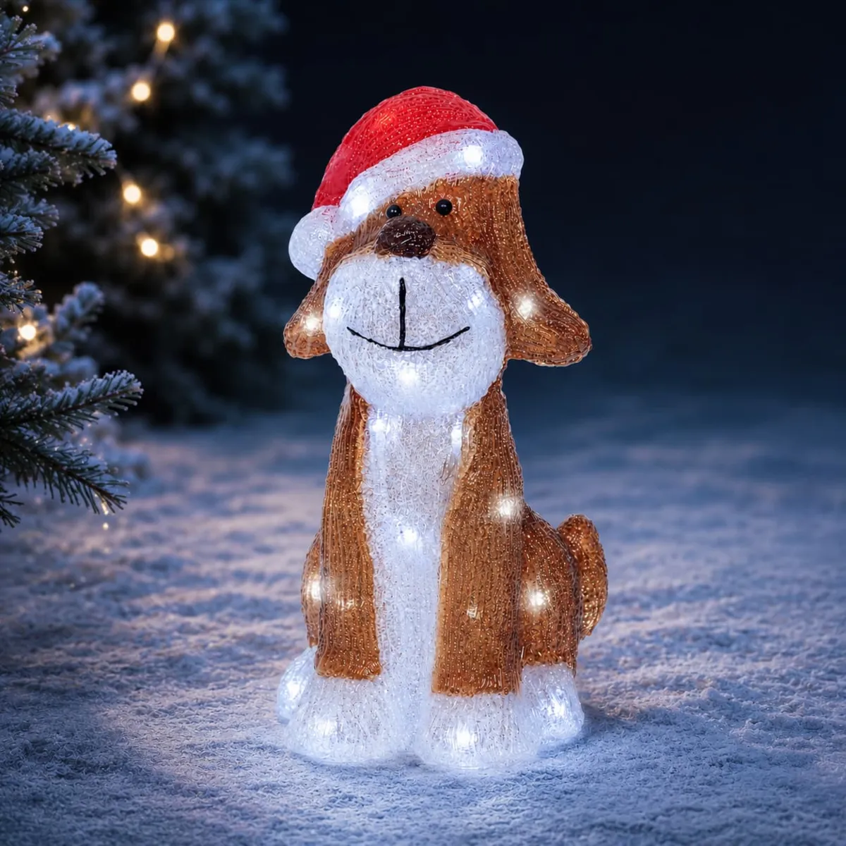 Cane luminoso a pile 30 LED (H30 cm) Cookie di Natale Bianco freddo