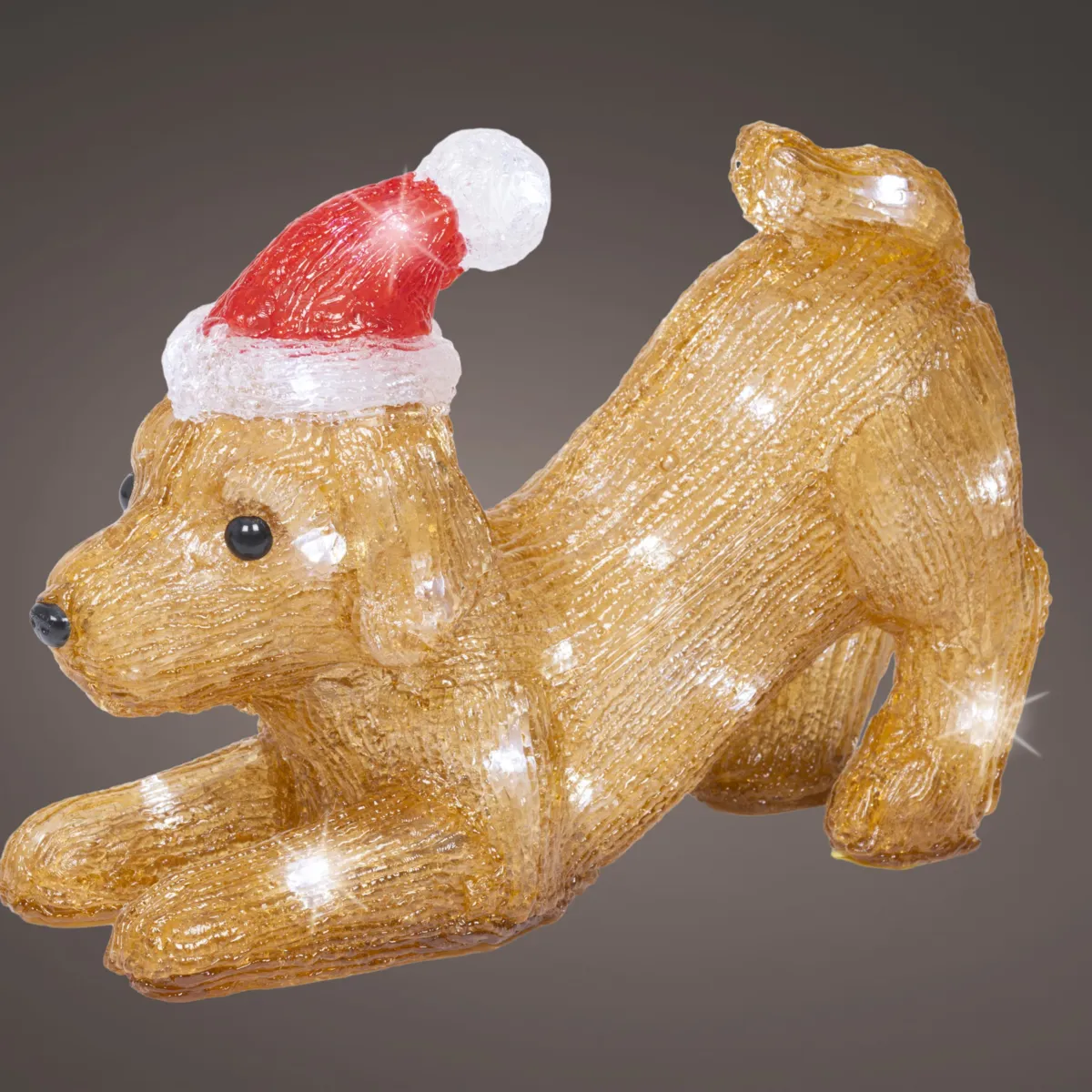 Cane luminoso a pile 30 LED (H20 cm) Teddy di Natale Bianco freddo