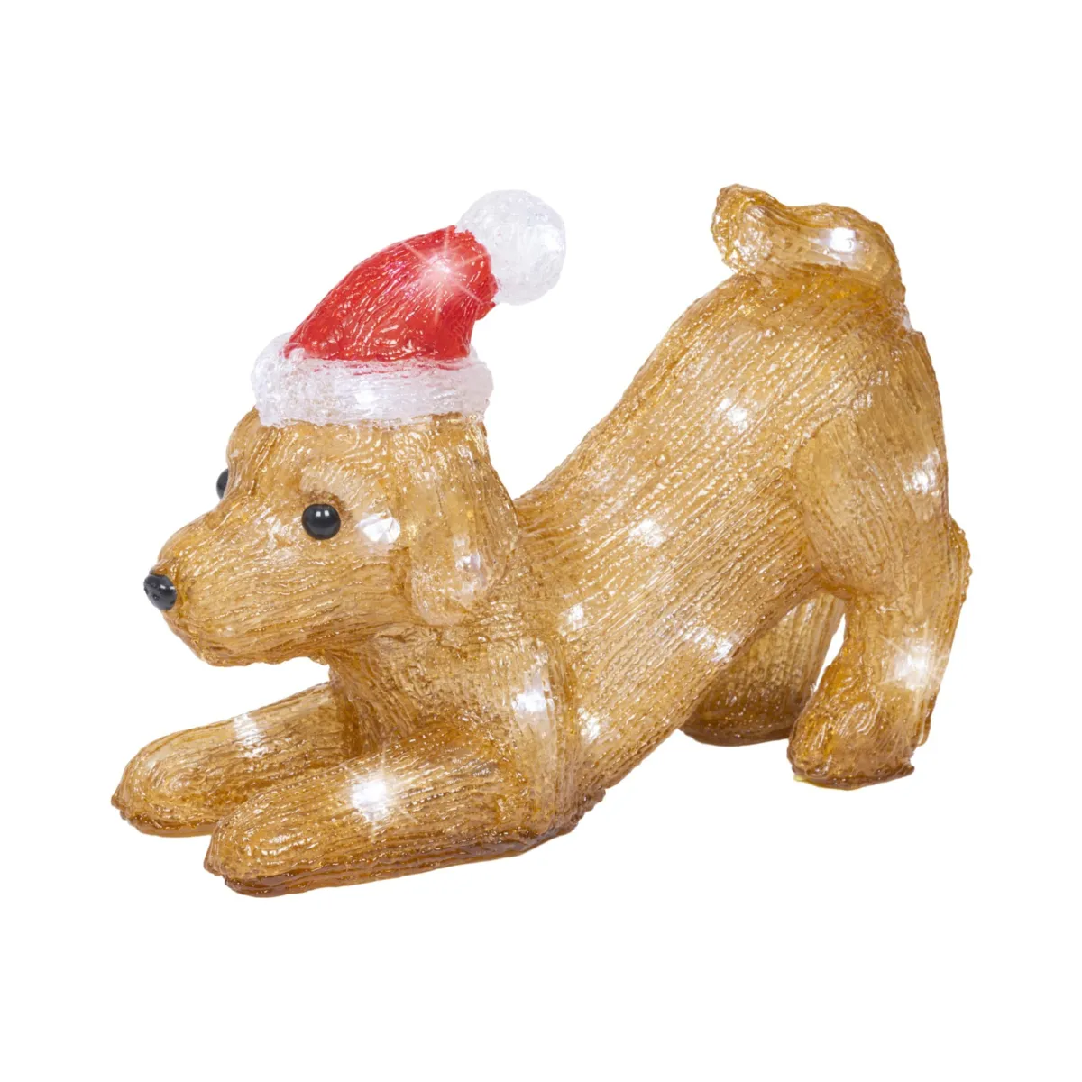 Cane luminoso a pile 30 LED (H20 cm) Teddy di Natale Bianco freddo