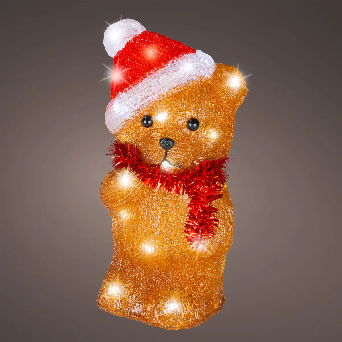 Orsetto luminoso a pile 30 LED (H28 cm) Biscotte Bianco freddo