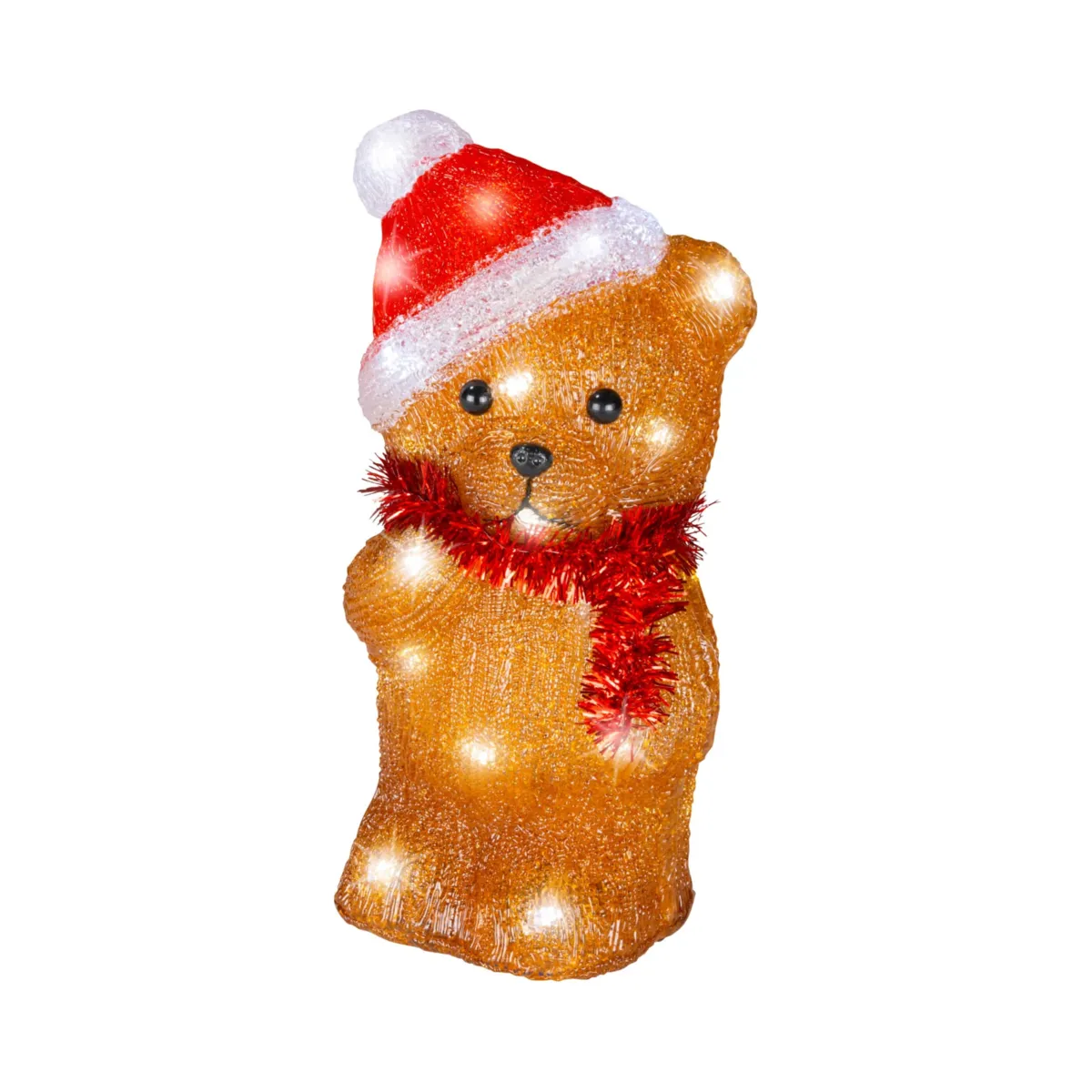 Orsetto luminoso a pile 30 LED (H28 cm) Biscotte Bianco freddo