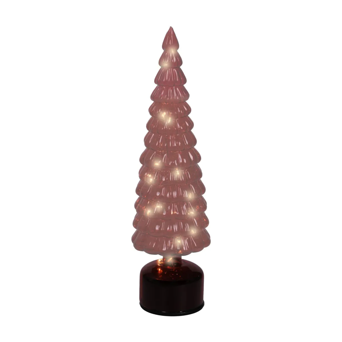 Albero luminoso rotante in vetro 20 LED (H39 cm) Effetto flash eterno Rosso