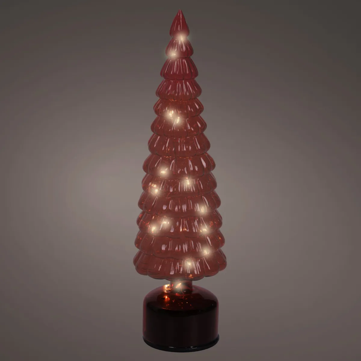 Albero luminoso rotante in vetro 20 LED (H39 cm) Effetto flash eterno Rosso