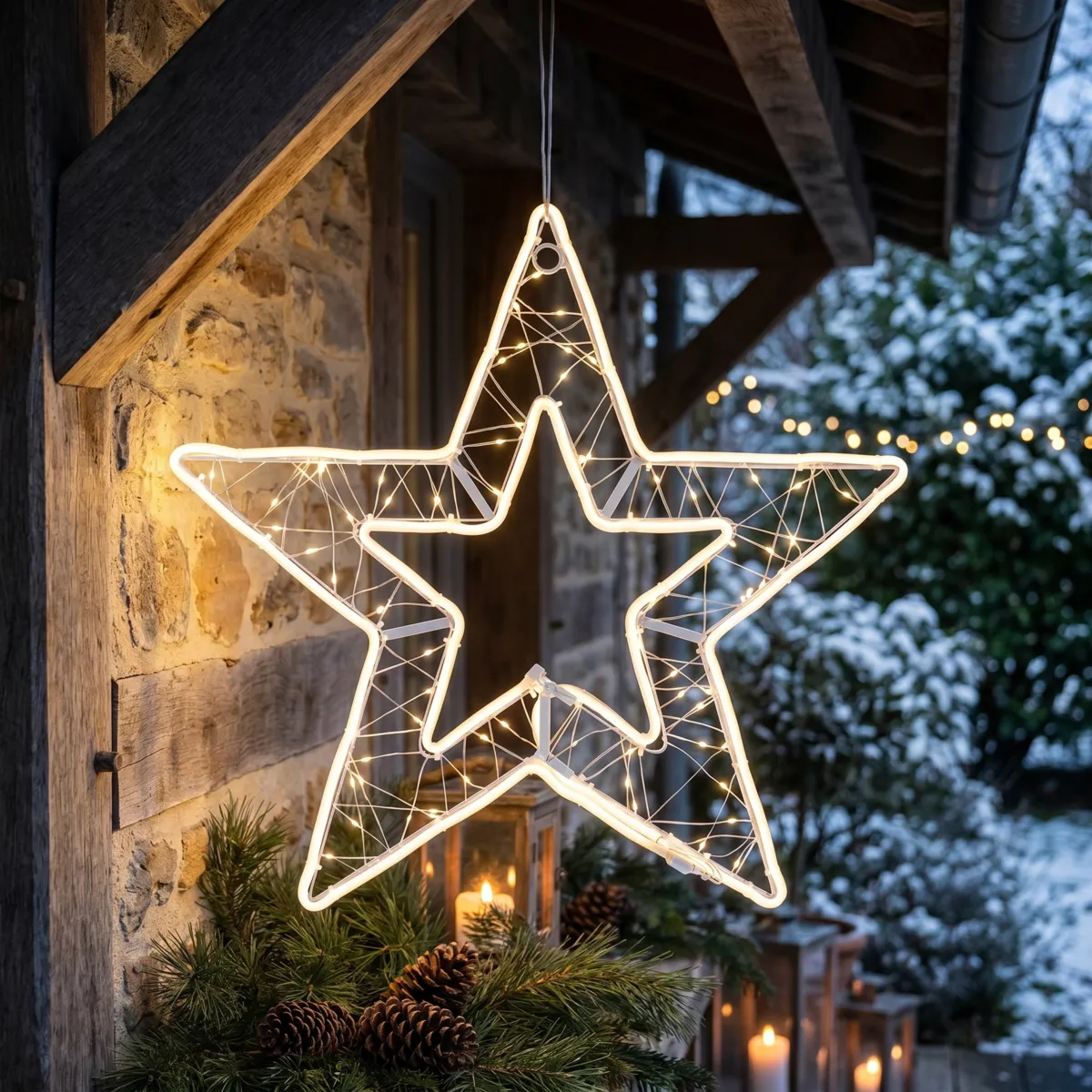 Stella luminosa da appendere 384 LED (H52 cm) Golden Light Bianco caldo