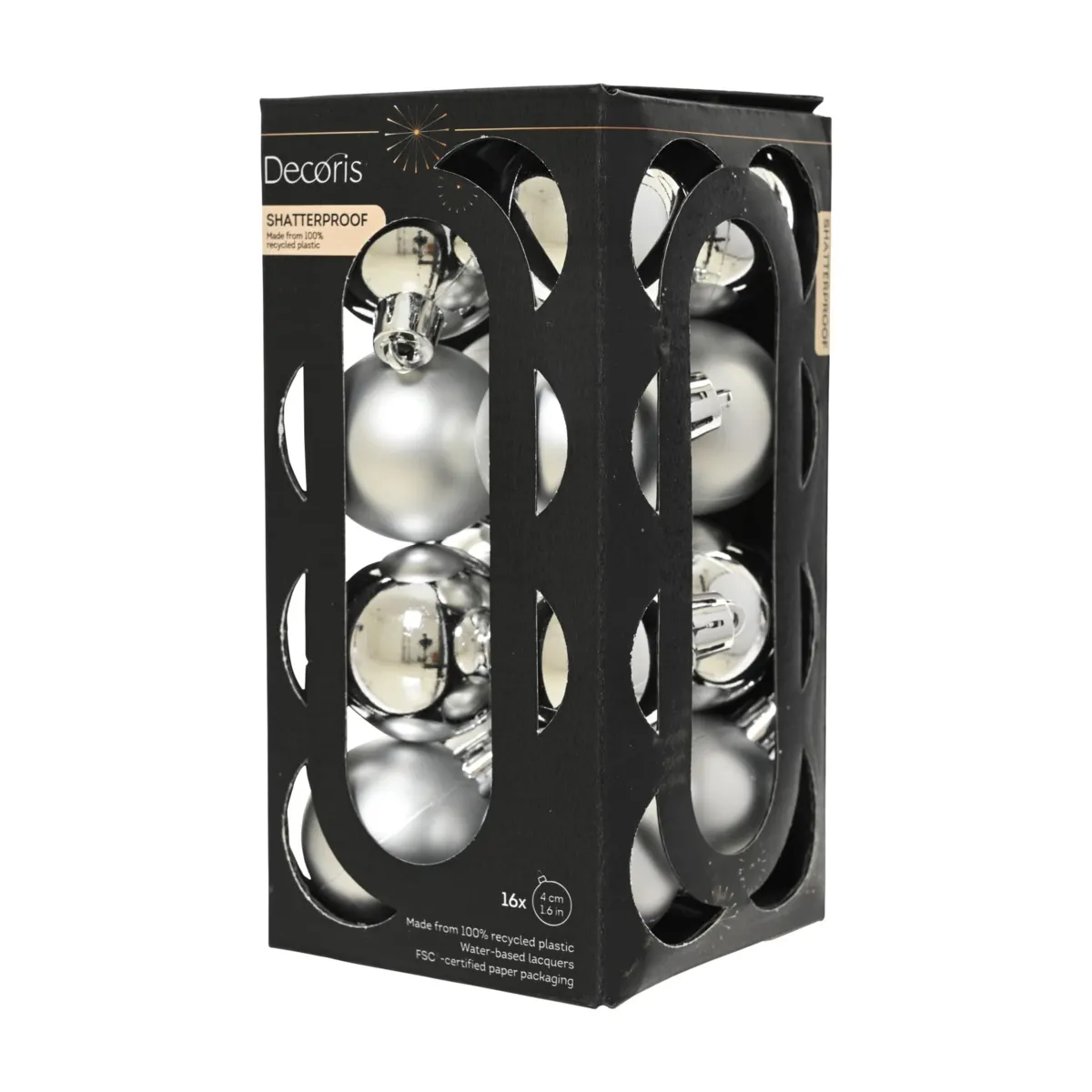 Lot de 16 boules de Noël (D40 mm) Aravis Argent