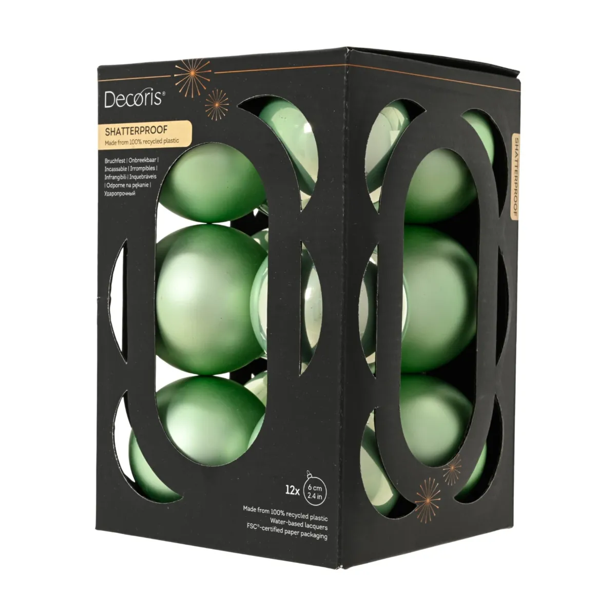 Lot de 12 boules de Noël (D60 mm) Aravis Vert menthe
