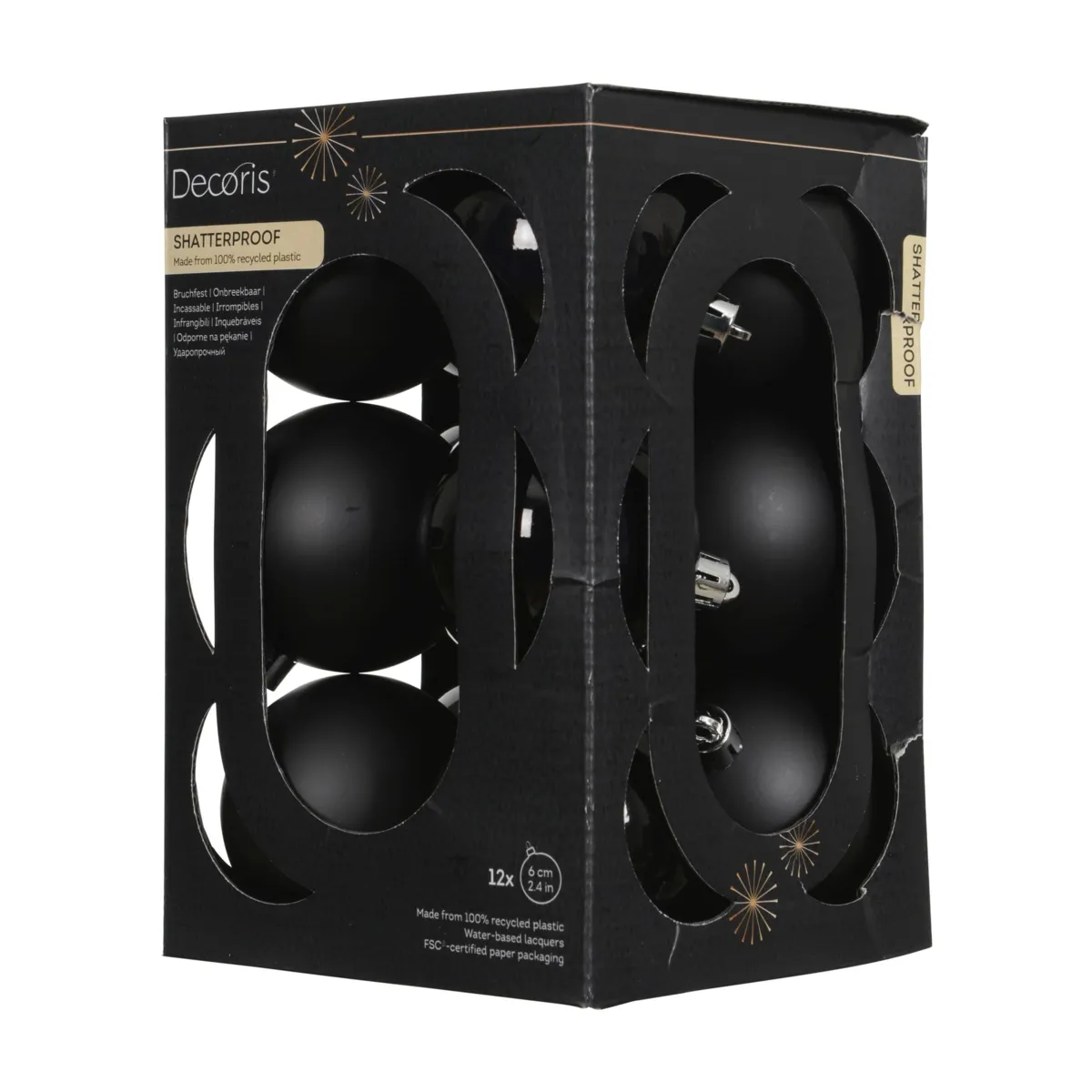 Lot de 12 boules de Noël (D60 mm) Aravis Noir